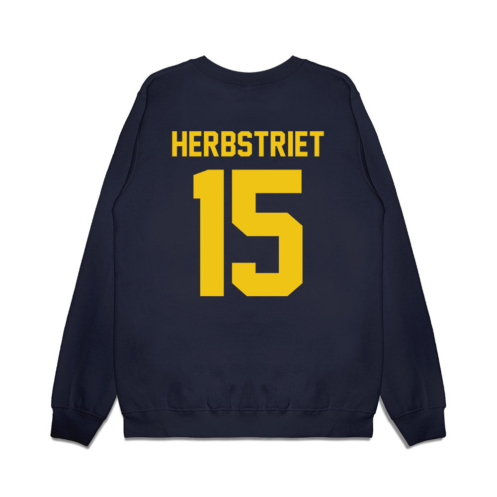 Michigan - NCAA Football : Chase Herbstriet - Vintage Helmet Premium Crewneck Sweatshirt-1