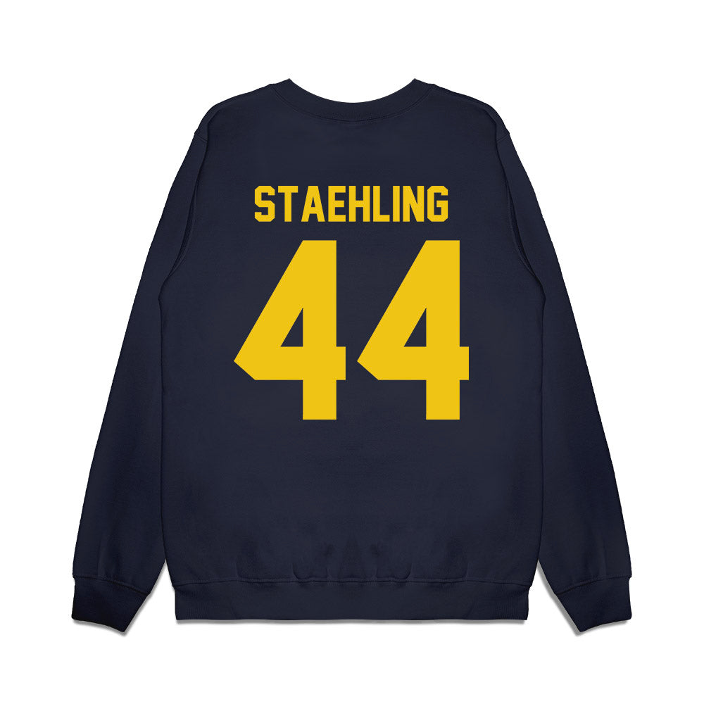 Michigan - NCAA Football : Nathaniel Staehling - Vintage Helmet Premium Crewneck Sweatshirt-1