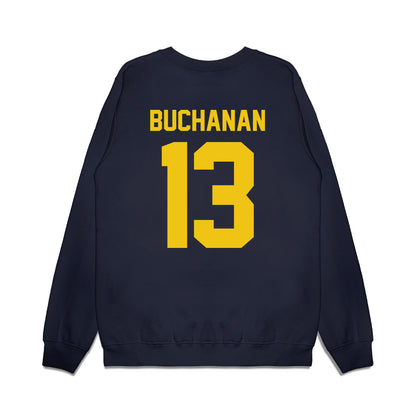 Michigan - NCAA Football : JJ Buchanan - Vintage Helmet Premium Crewneck Sweatshirt-1