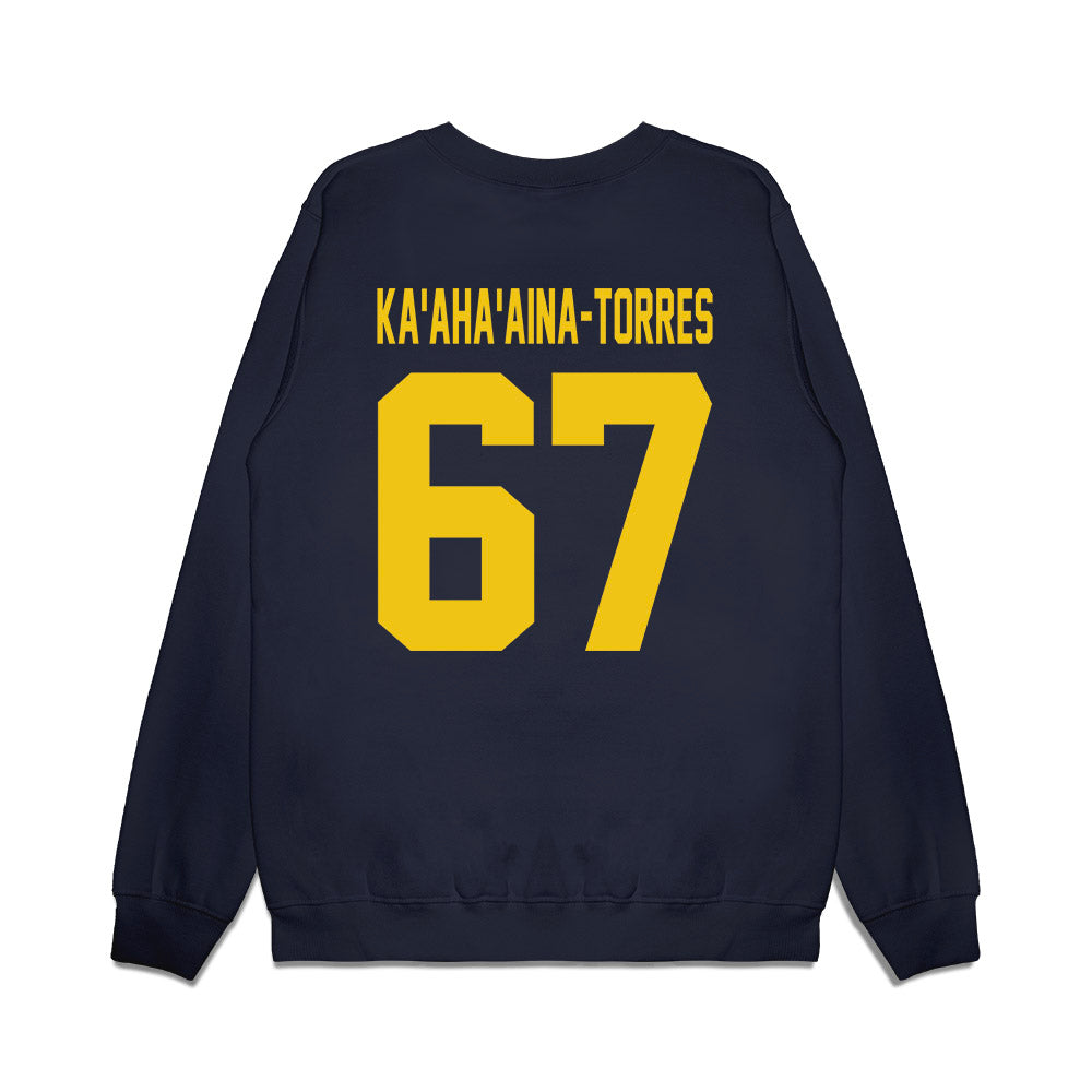 Michigan - NCAA Football : Houston Ka'aha'aina-Torres - Vintage Helmet Premium Crewneck Sweatshirt-1