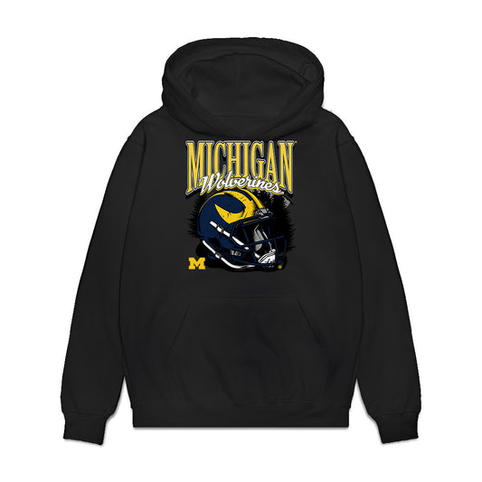 Michigan - NCAA Football : Carter Meadows - Vintage Helmet Premium Hooded Sweatshirt-0