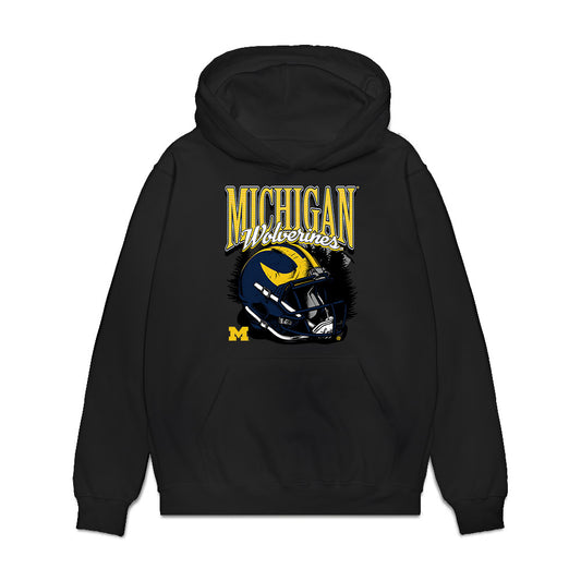 Michigan - NCAA Football : Gary Stacy - Vintage Helmet Premium Hooded Sweatshirt-0