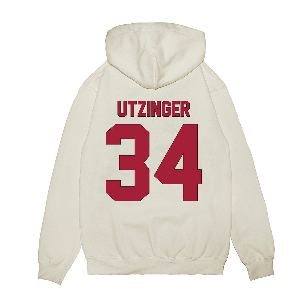 Indiana - NCAA Football : Jeff Utzinger - Vintage Helmet Premium Hooded Sweatshirt-1