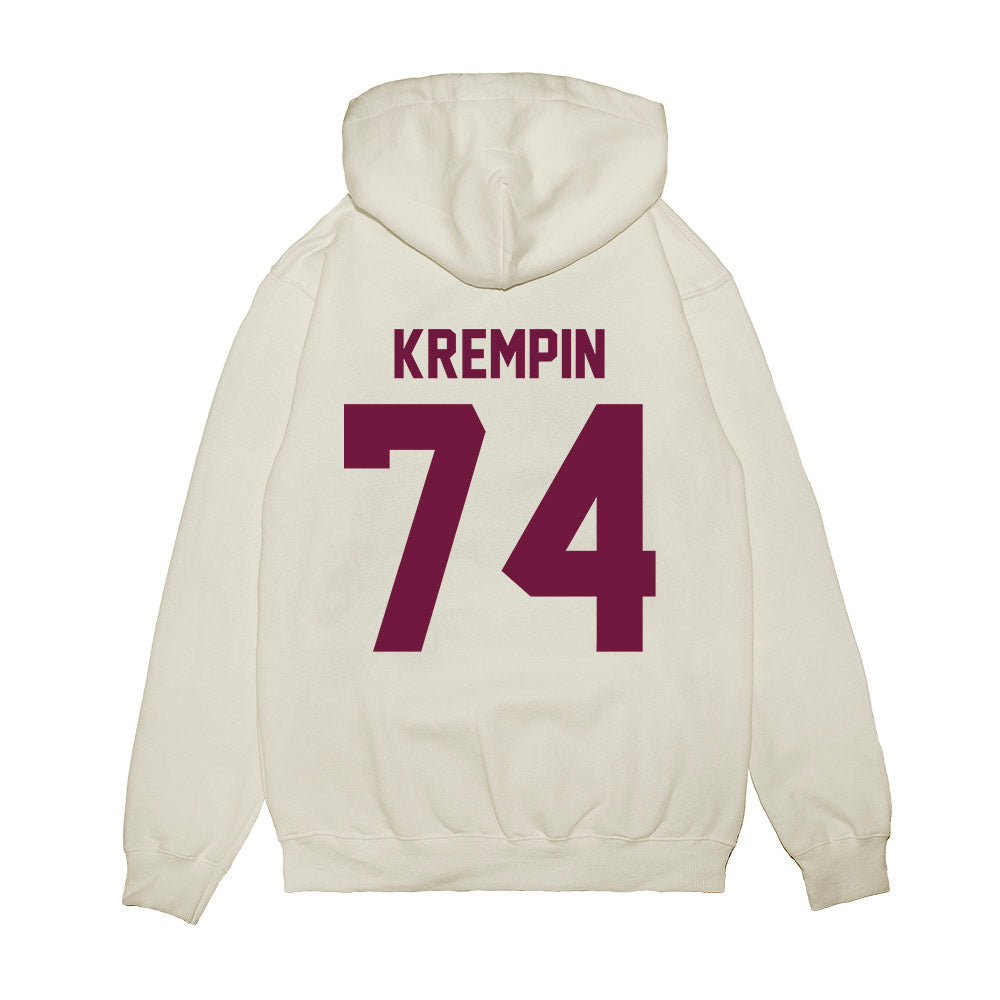 Texas A&M - NCAA Football : Zaden Krempin - Vintage Helmet Premium Hooded Sweatshirt-1