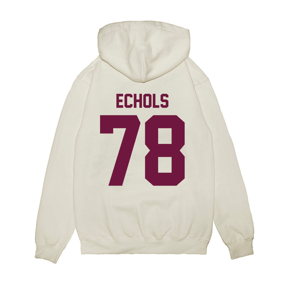 Texas A&M - NCAA Football : Coen Echols - Vintage Helmet Premium Hooded Sweatshirt-1