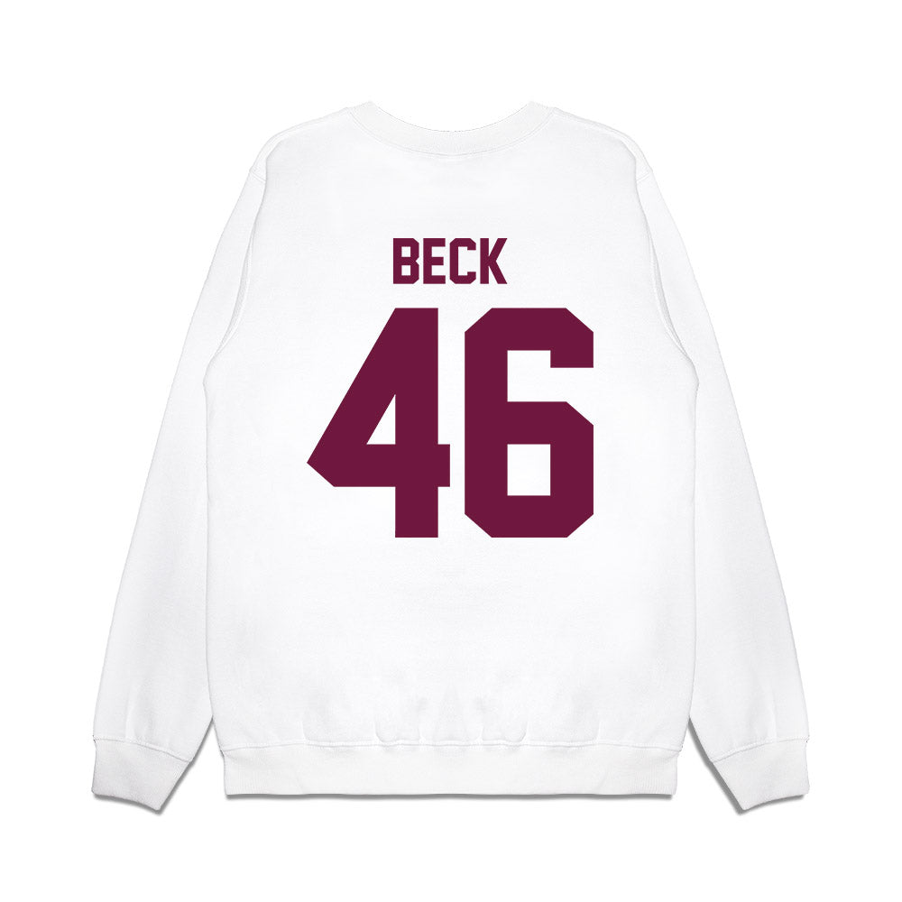 Texas A&M - NCAA Football : Qui Beck - Vintage Helmet Premium Crewneck Sweatshirt-1