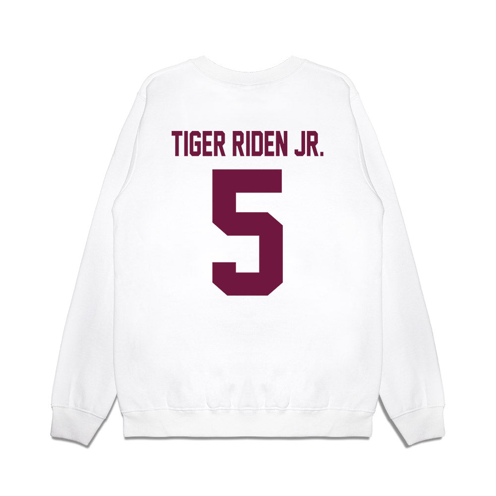Texas A&M - NCAA Football : Deondrae Tiger Riden Jr. - Vintage Helmet Premium Crewneck Sweatshirt-1