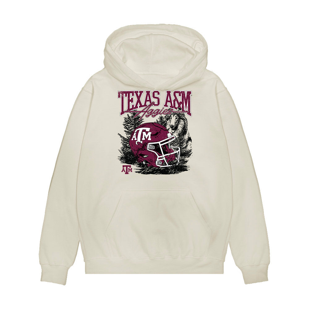 Texas A&M - NCAA Football : Aaron Gregory - Vintage Helmet Premium Hooded Sweatshirt-0