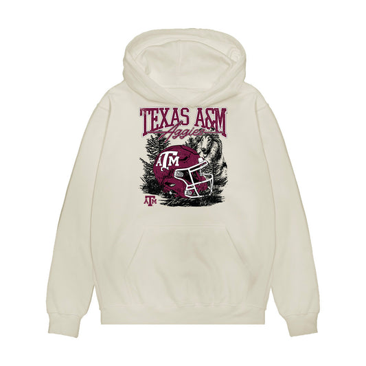 Texas A&M - NCAA Football : Luke Braden - Vintage Helmet Premium Hooded Sweatshirt-0