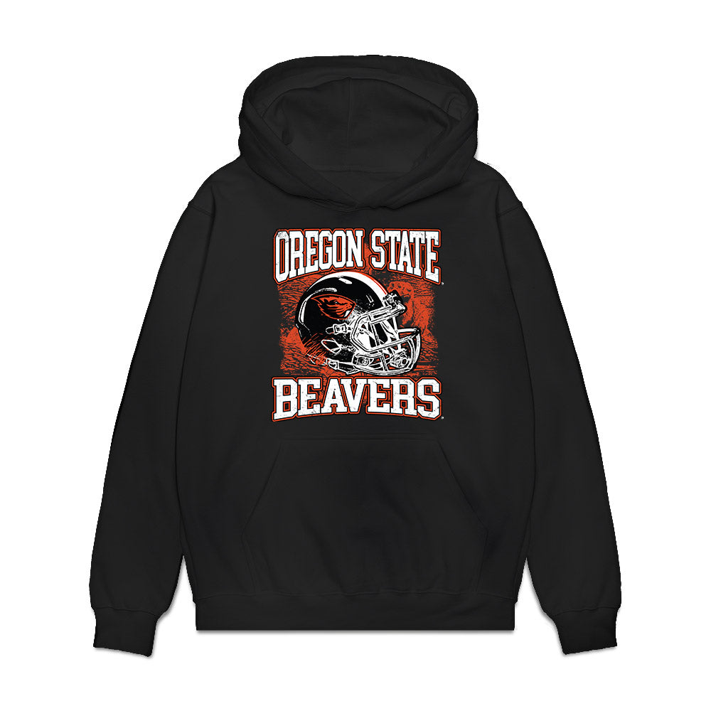 Oregon State - NCAA Football : Logan Knapp - Vintage Helmet Premium Hooded Sweatshirt-0