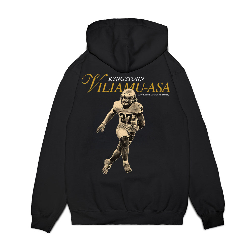 Notre Dame - NCAA Football : Kyngstonn Viliamu-Asa - Legacy Premium Hooded Sweatshirt-1