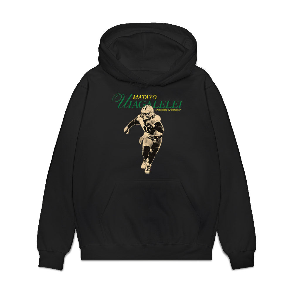 Oregon - NCAA Football : Matayo Uiagalelei - Legacy Premium Hooded Sweatshirt-0