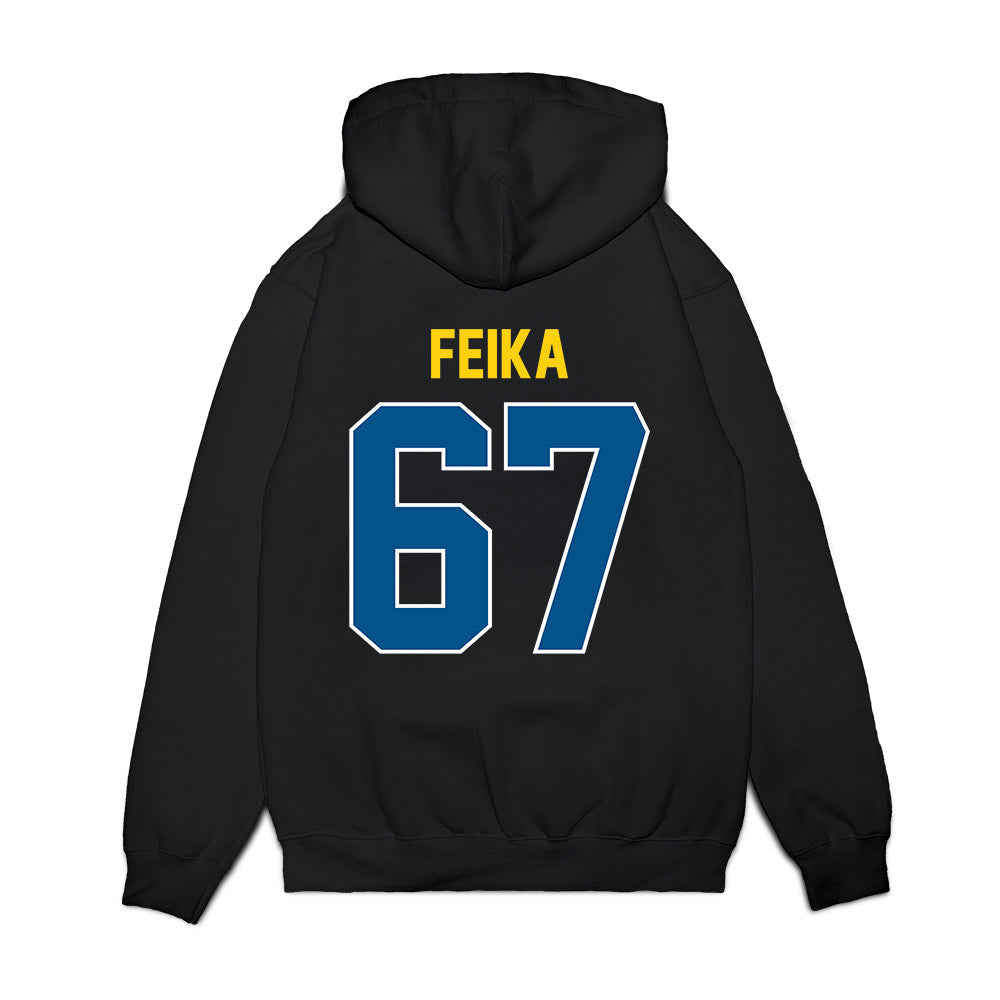 Delaware - NCAA Football : Mustafa Feika - Vintage Helmet Premium Hooded Sweatshirt-1