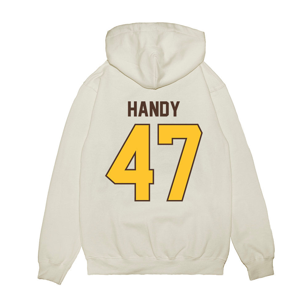 Wyoming - NCAA Football : Jason Handy - Vintage Helmet Premium Hooded Sweatshirt-1