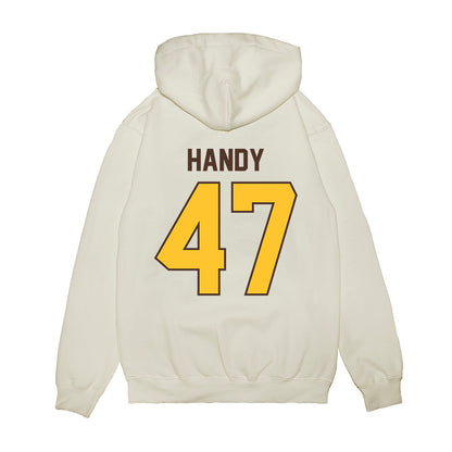 Wyoming - NCAA Football : Jason Handy - Vintage Helmet Premium Hooded Sweatshirt-1