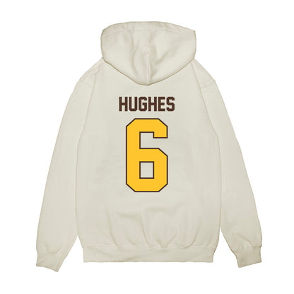 Wyoming - NCAA Football : Tyler Hughes - Vintage Helmet Premium Hooded Sweatshirt-1