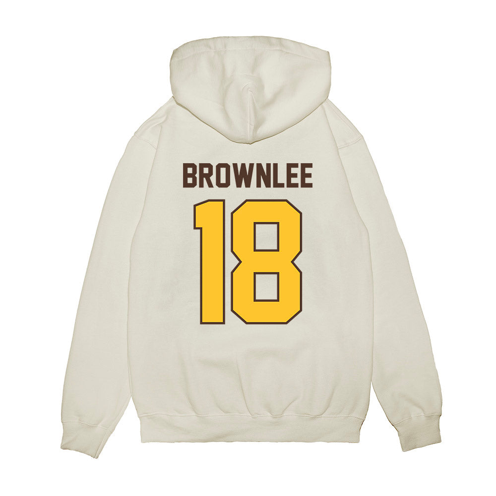 Wyoming - NCAA Football : Da'Marion Brownlee - Vintage Helmet Premium Hooded Sweatshirt-1