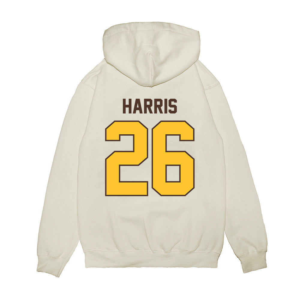 Wyoming - NCAA Football : Samuel Harris - Vintage Helmet Premium Hooded Sweatshirt-1