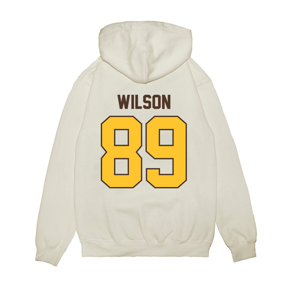 Wyoming - NCAA Football : Jake Wilson - Vintage Helmet Premium Hooded Sweatshirt-1