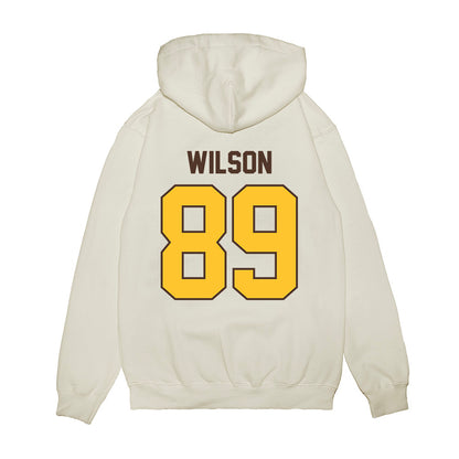 Wyoming - NCAA Football : Jake Wilson - Vintage Helmet Premium Hooded Sweatshirt-1