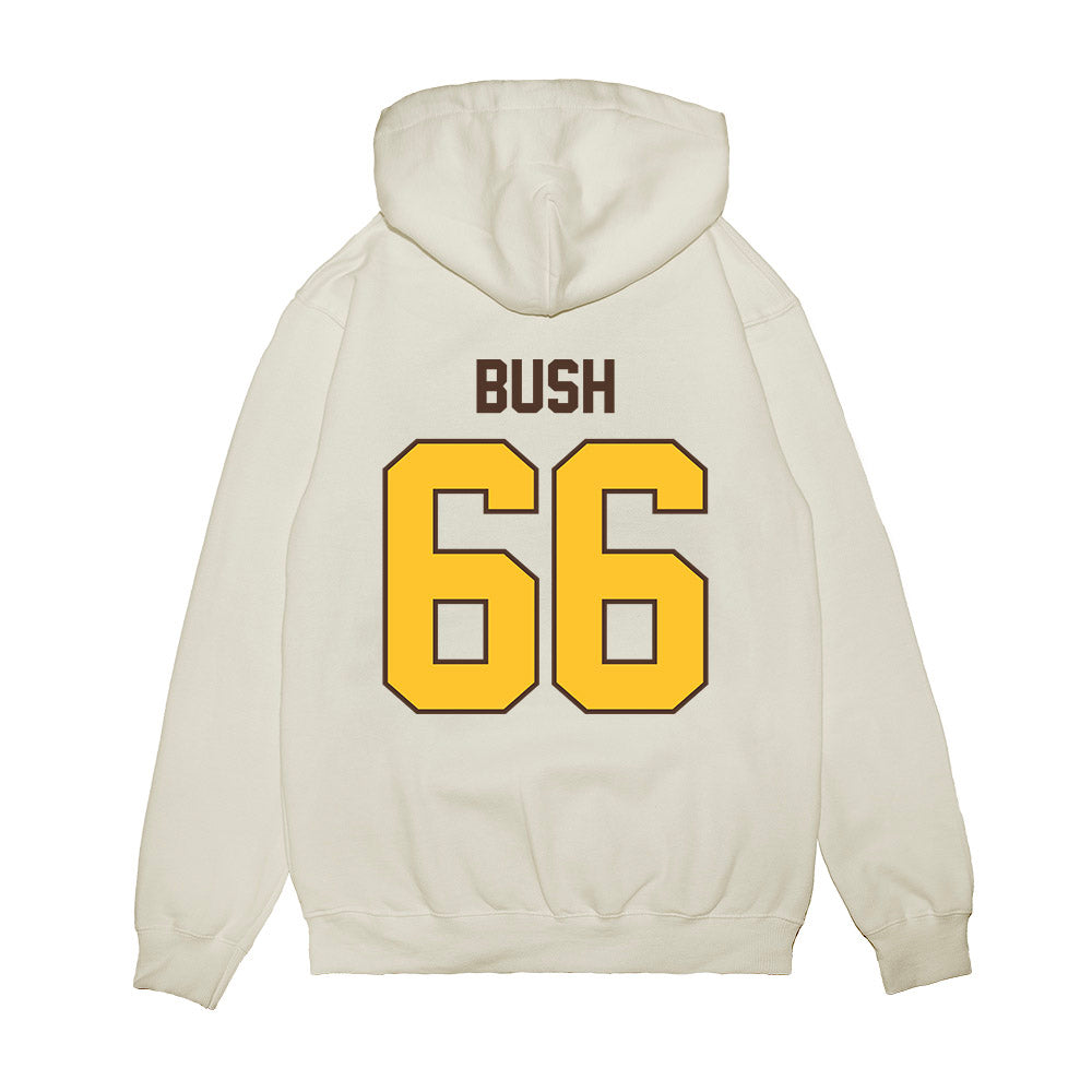 Wyoming - NCAA Football : Johnathan Bush - Vintage Helmet Premium Hooded Sweatshirt-1