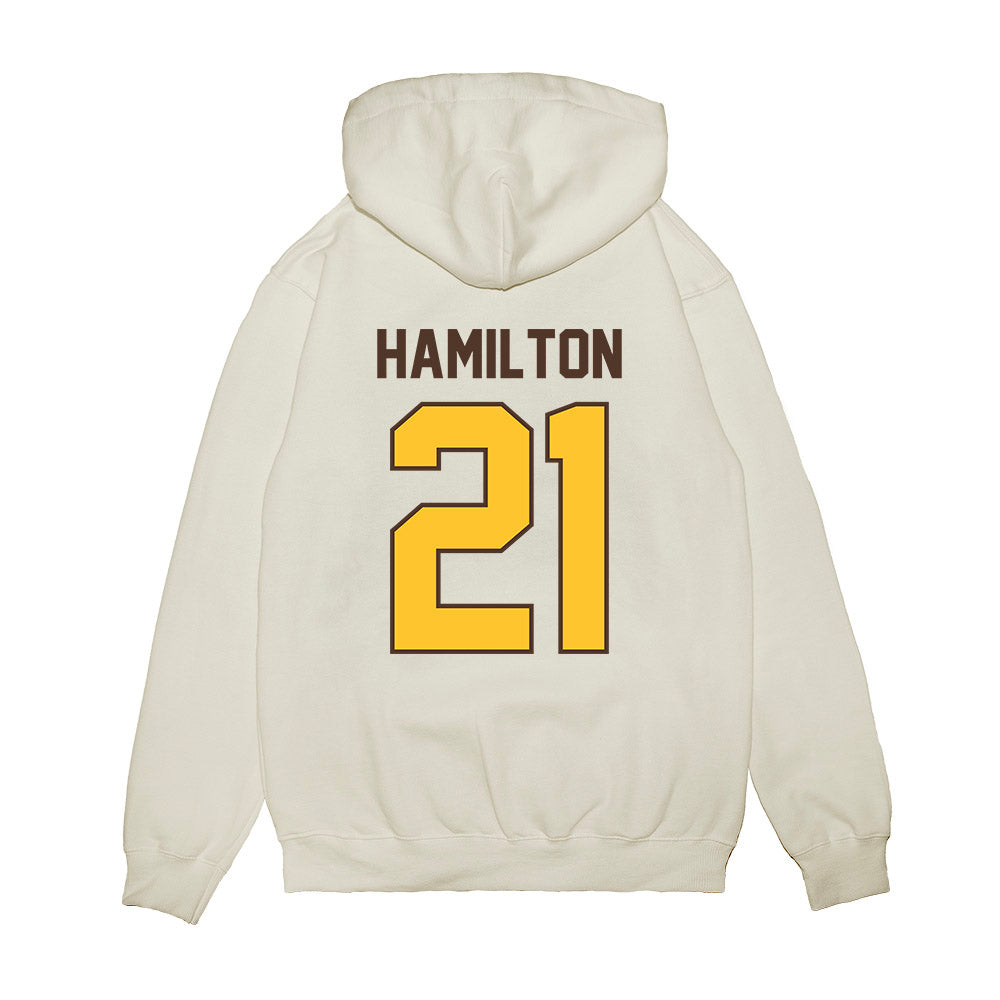 Wyoming - NCAA Football : Nico Hamilton - Vintage Helmet Premium Hooded Sweatshirt-1