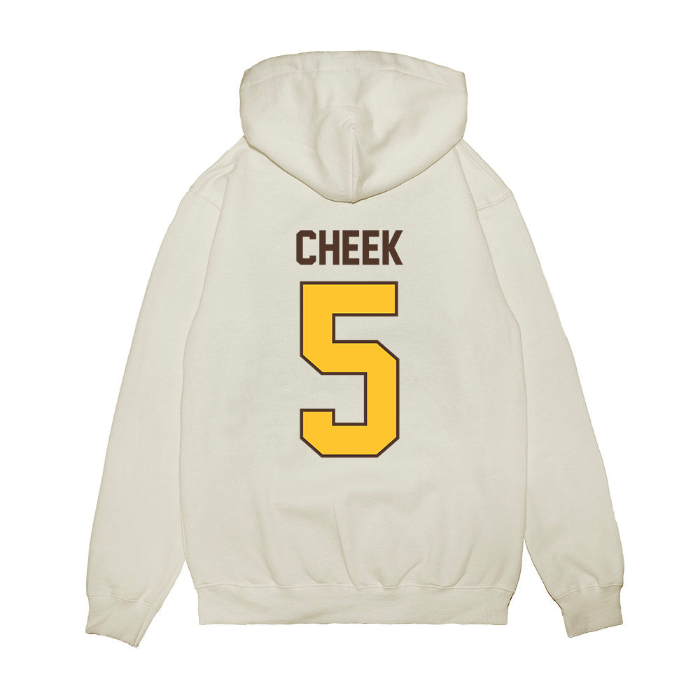 Wyoming - NCAA Football : Brooklyn Cheek - Vintage Helmet Premium Hooded Sweatshirt-1