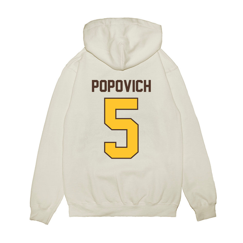 Wyoming - NCAA Football : Justin Popovich - Vintage Helmet Premium Hooded Sweatshirt-1