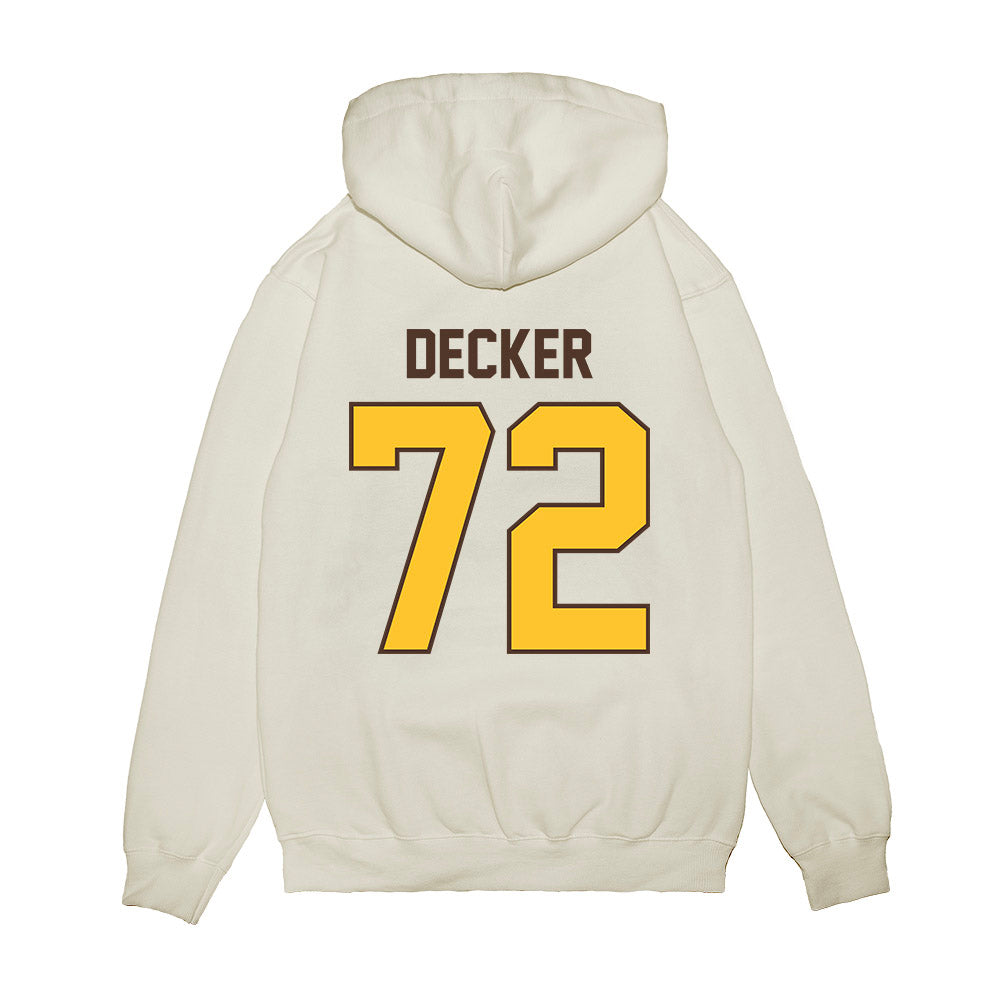 Wyoming - NCAA Football : Pierce Decker - Vintage Helmet Premium Hooded Sweatshirt-1