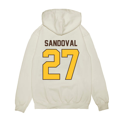 Wyoming - NCAA Football : Joaquin Sandoval - Vintage Helmet Premium Hooded Sweatshirt-1