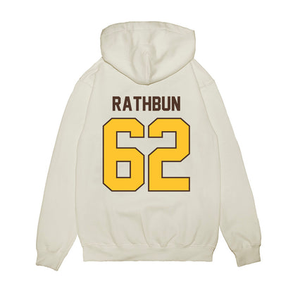 Wyoming - NCAA Football : Spencer Rathbun - Vintage Helmet Premium Hooded Sweatshirt-1