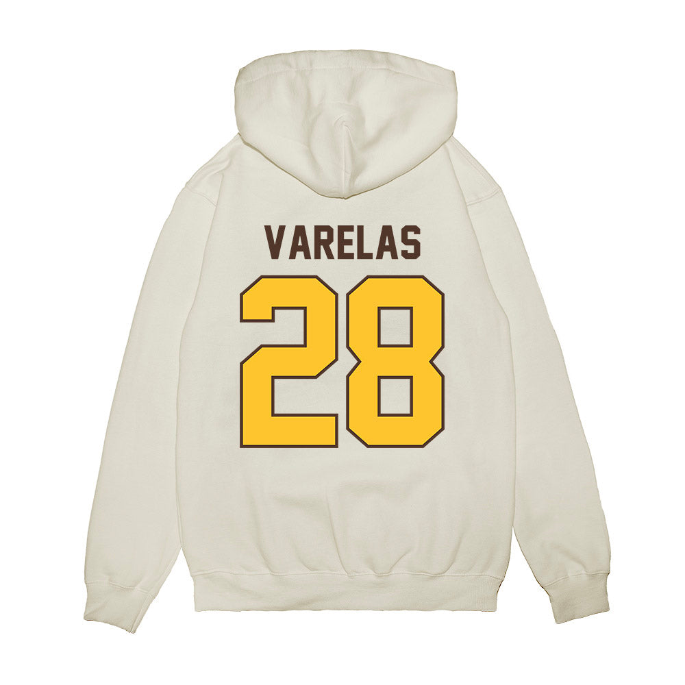 Wyoming - NCAA Football : Nikos Varelas - Vintage Helmet Premium Hooded Sweatshirt-1
