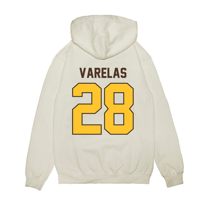 Wyoming - NCAA Football : Nikos Varelas - Vintage Helmet Premium Hooded Sweatshirt-1