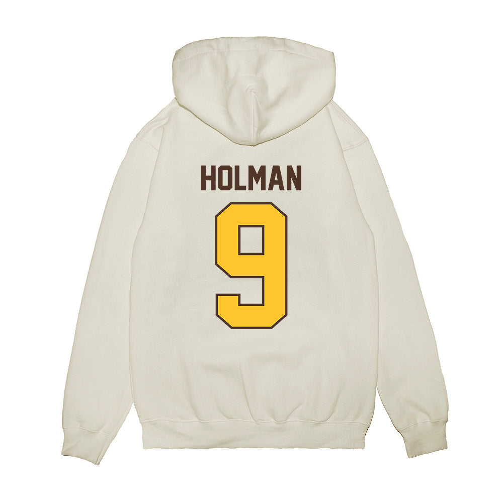 Wyoming - NCAA Football : Jackson Holman - Vintage Helmet Premium Hooded Sweatshirt-1