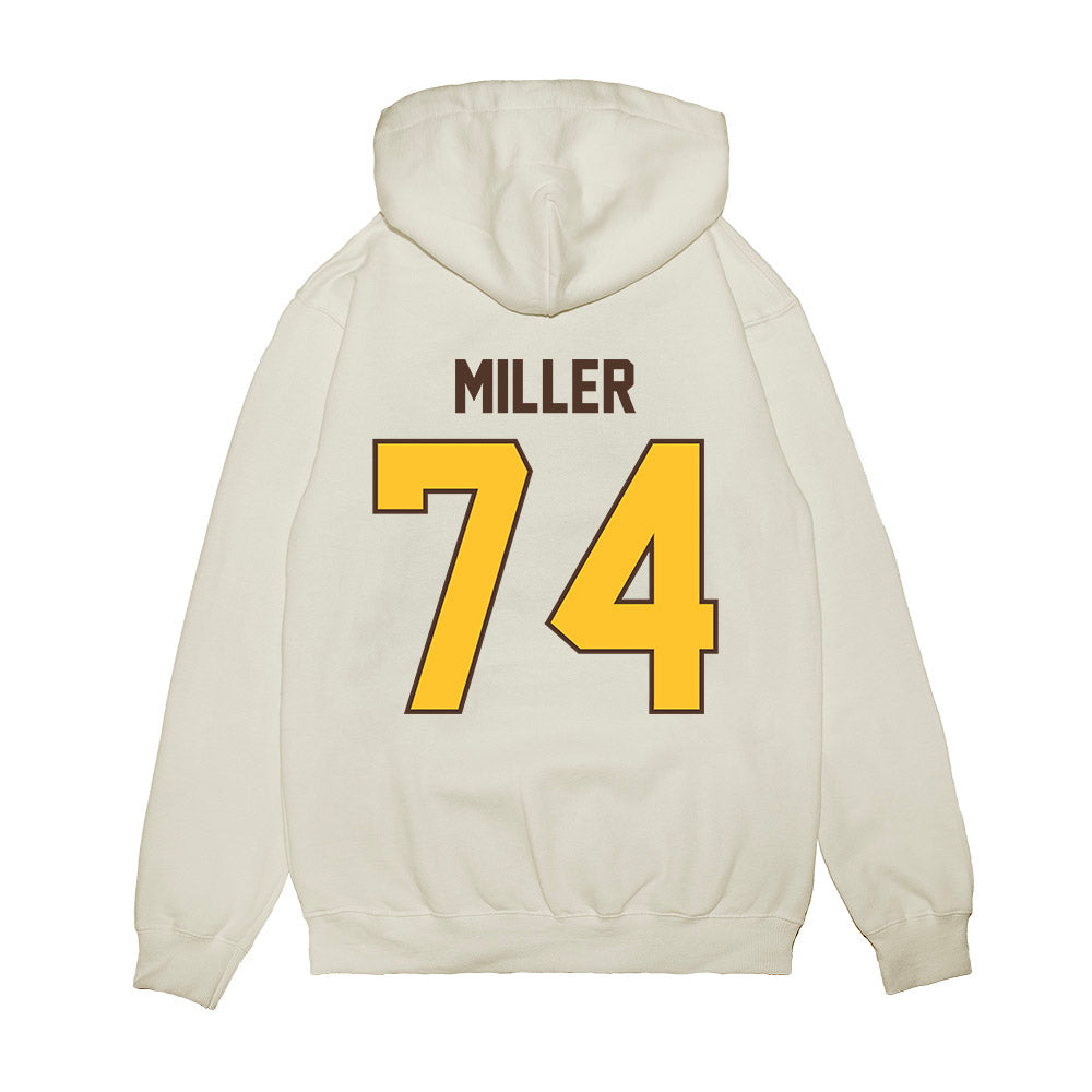 Wyoming - NCAA Football : Tariq Miller - Vintage Helmet Premium Hooded Sweatshirt-1