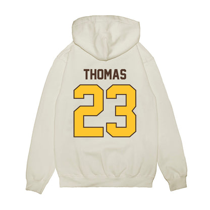Wyoming - NCAA Football : Jones Thomas - Vintage Helmet Premium Hooded Sweatshirt-1