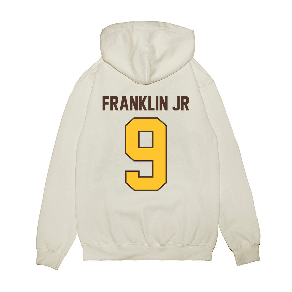 Wyoming - NCAA Football : Travis Franklin Jr - Vintage Helmet Premium Hooded Sweatshirt-1