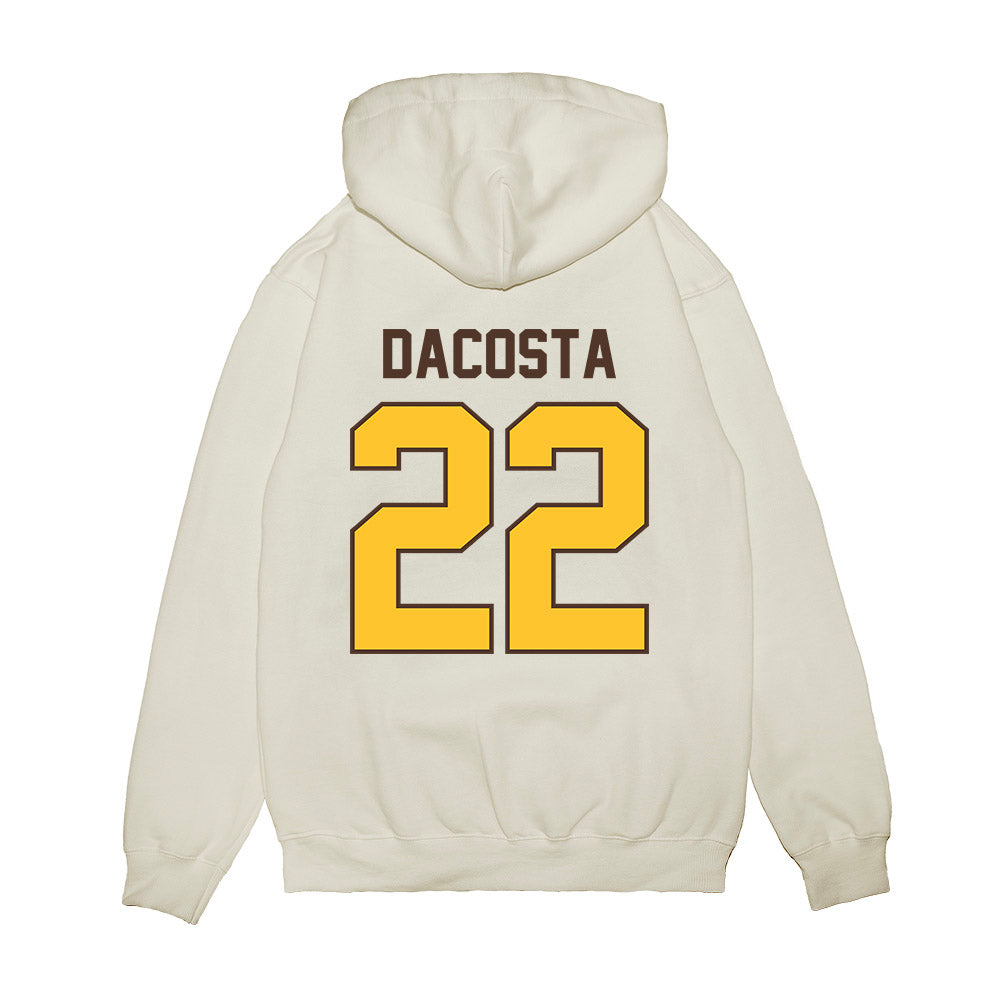 Wyoming - NCAA Football : Jaden DaCosta - Vintage Helmet Premium Hooded Sweatshirt-1