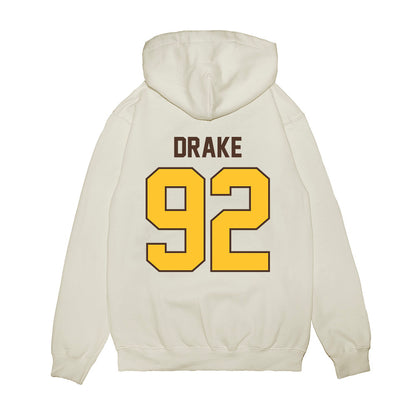Wyoming - NCAA Football : Dante Drake - Vintage Helmet Premium Hooded Sweatshirt-1