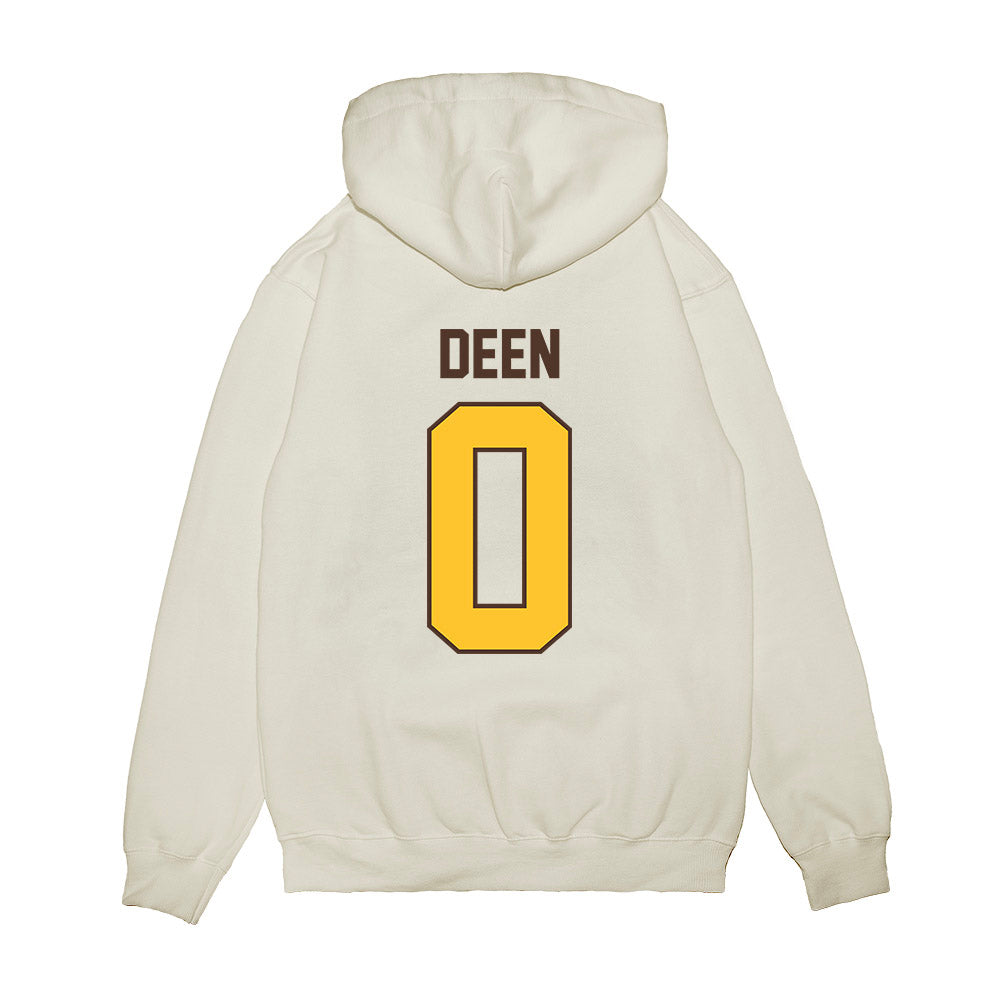 Wyoming - NCAA Football : Tyson Deen - Vintage Helmet Premium Hooded Sweatshirt-1
