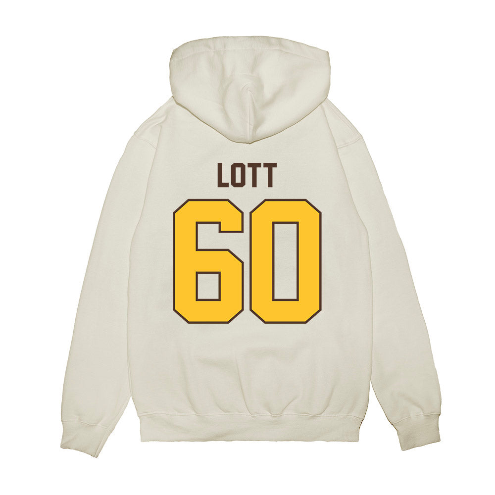 Wyoming - NCAA Football : Grant Lott - Vintage Helmet Premium Hooded Sweatshirt-1