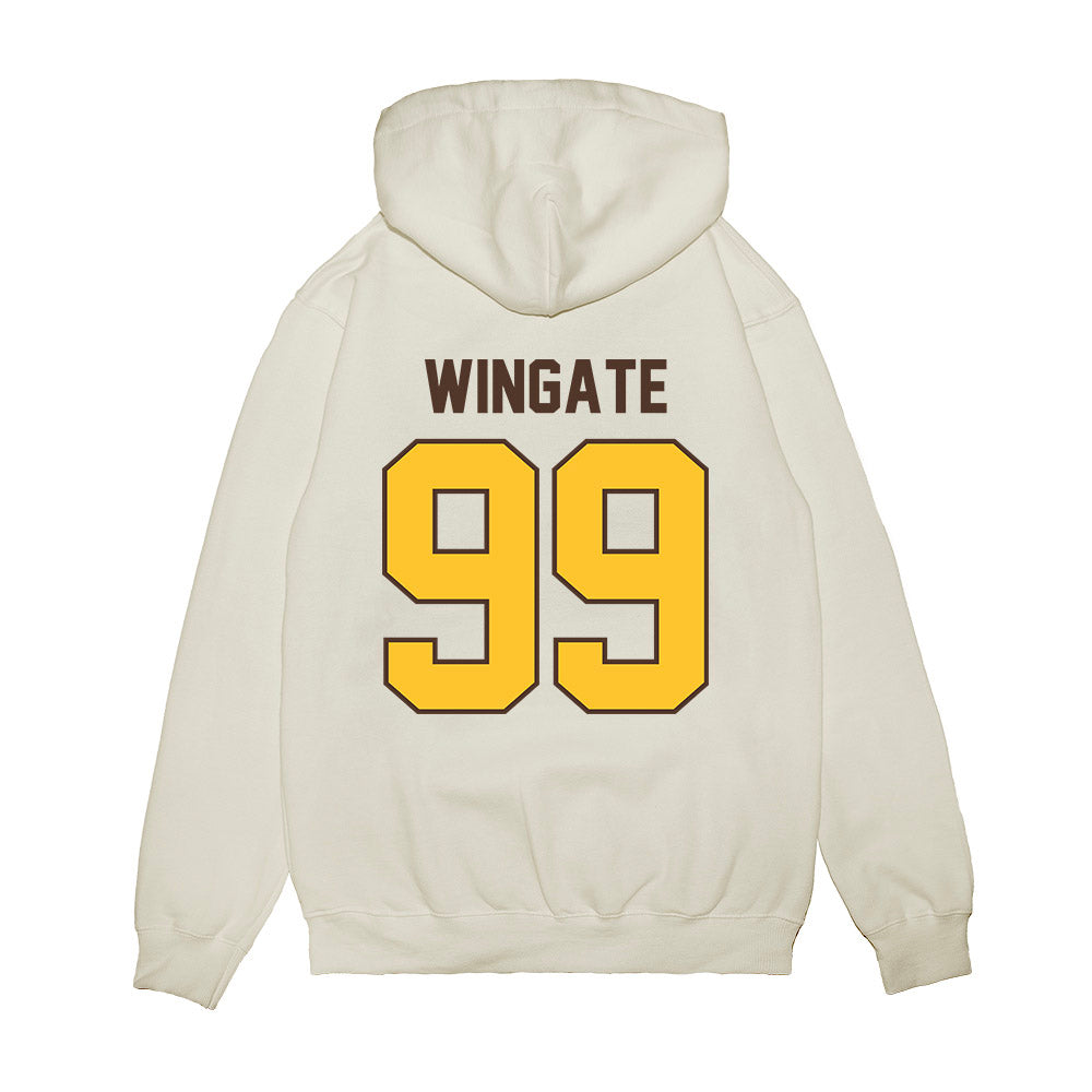 Wyoming - NCAA Football : Donnie Wingate - Vintage Helmet Premium Hooded Sweatshirt-1
