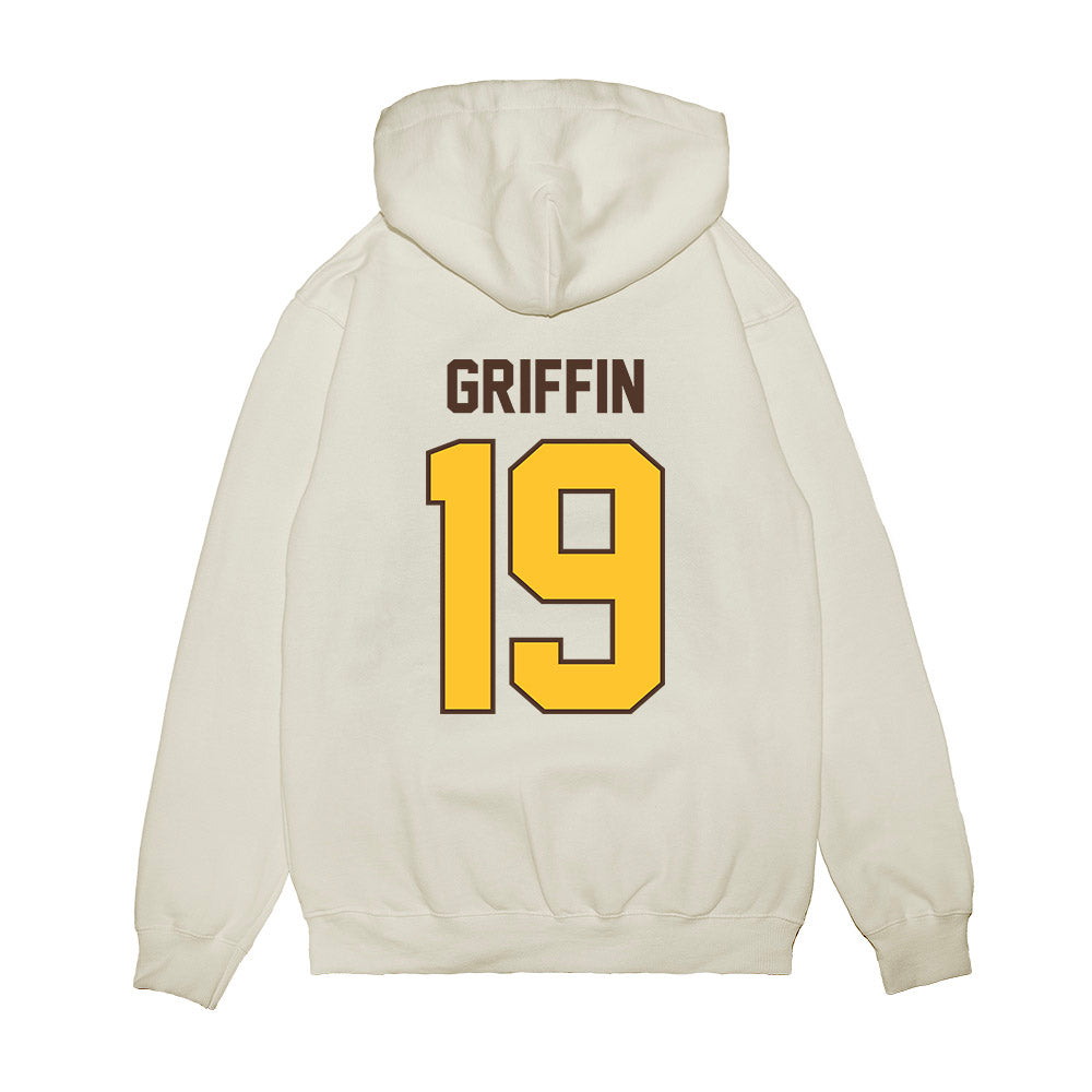 Wyoming - NCAA Football : Kendall Griffin - Vintage Helmet Premium Hooded Sweatshirt-1