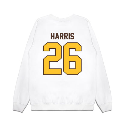 Wyoming - NCAA Football : Samuel Harris - Vintage Helmet Premium Crewneck Sweatshirt-1