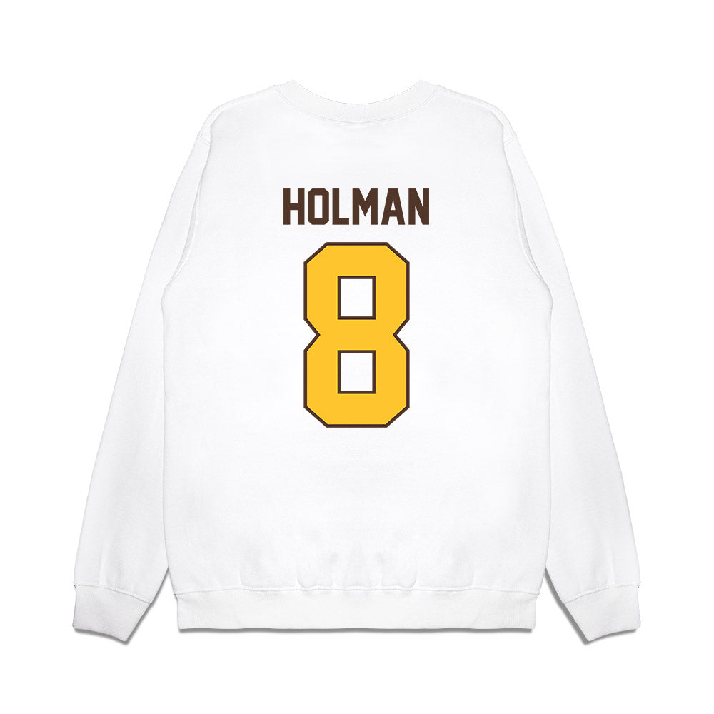 Wyoming - NCAA Football : Markell Holman - Vintage Helmet Premium Crewneck Sweatshirt-1