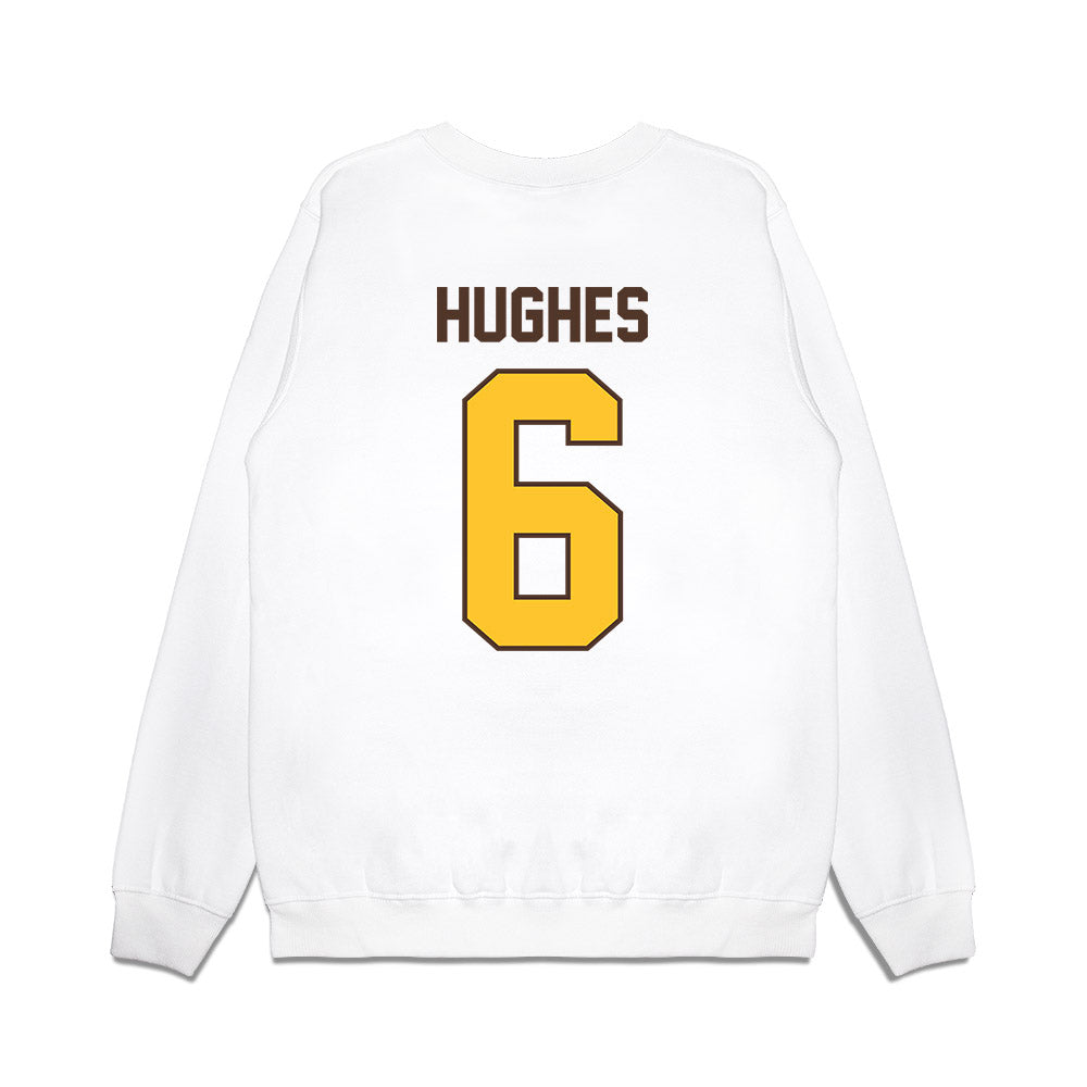 Wyoming - NCAA Football : Tyler Hughes - Vintage Helmet Premium Crewneck Sweatshirt-1