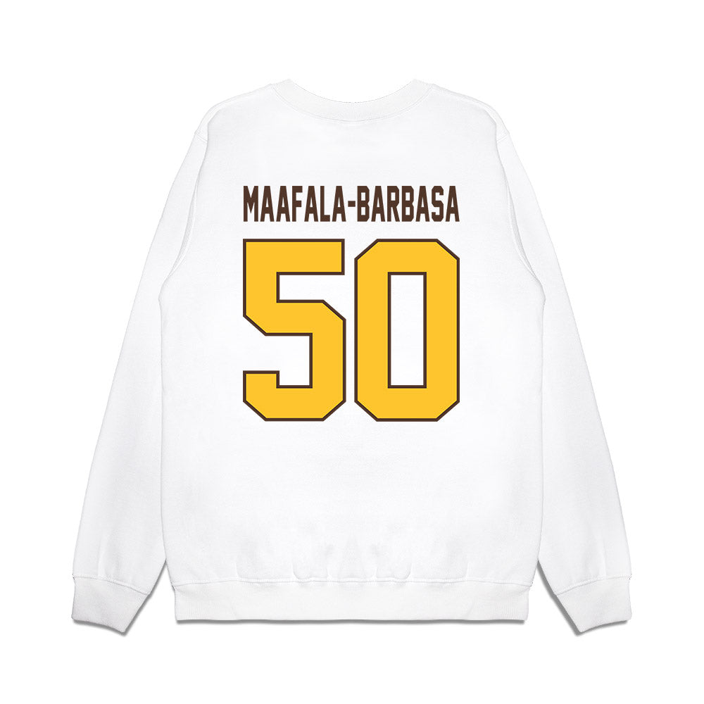 Wyoming - NCAA Football : Tanielu Maafala-Barbasa - Vintage Helmet Premium Crewneck Sweatshirt-1