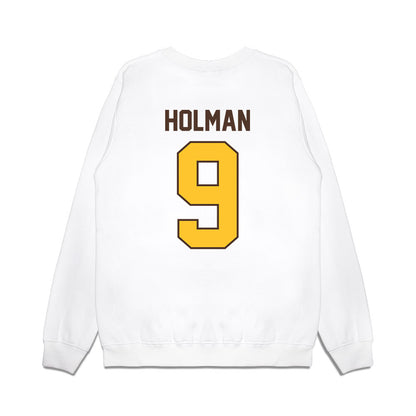 Wyoming - NCAA Football : Jackson Holman - Vintage Helmet Premium Crewneck Sweatshirt-1