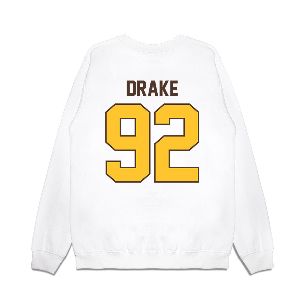 Wyoming - NCAA Football : Dante Drake - Vintage Helmet Premium Crewneck Sweatshirt-1