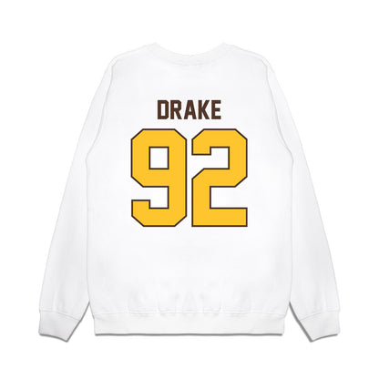 Wyoming - NCAA Football : Dante Drake - Vintage Helmet Premium Crewneck Sweatshirt-1